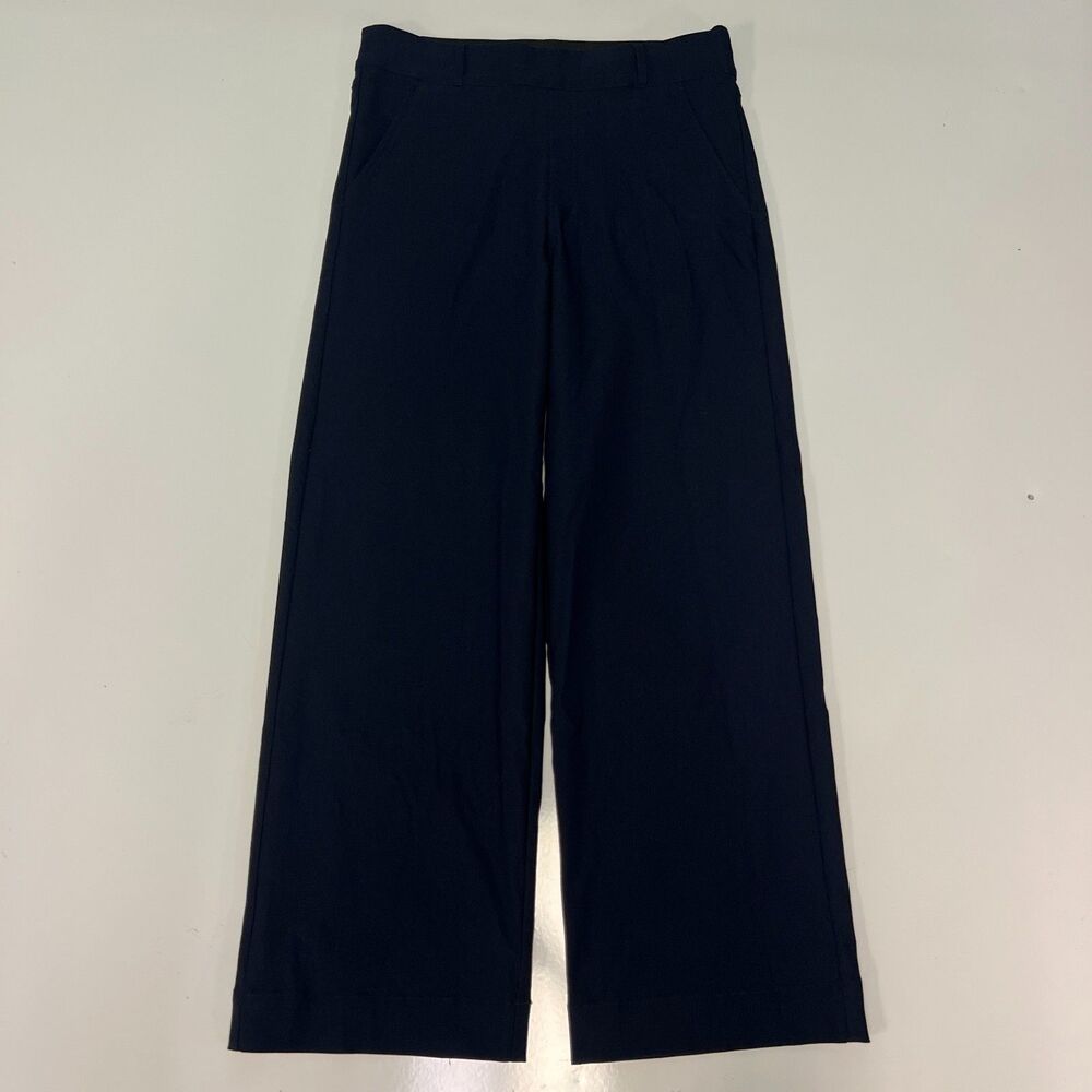 Sara Campbell Willow Pants Small Navy Blue Wide Leg Pull On Lined Trousers 30x30